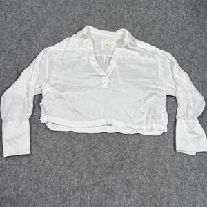 Anthropologie Maeve White Poplin Rugby Popover Blouse Women's‎ Size XS
